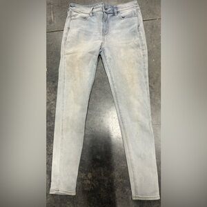 AMERICAN EAGLE sz 10 bleach super stretch denim jeans straight leg